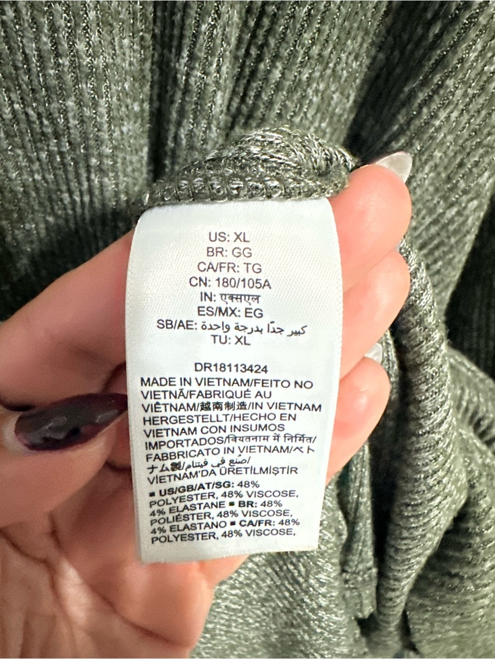 Daily Ritual Ribbed Knit Crewneck Top - Olive XL - Picture 3 of 3